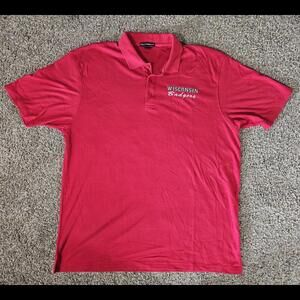 Red Wisconsin Badgers Short Sleeve polo Port Authority 2XL